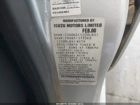2000 Isuzu Rodeo S