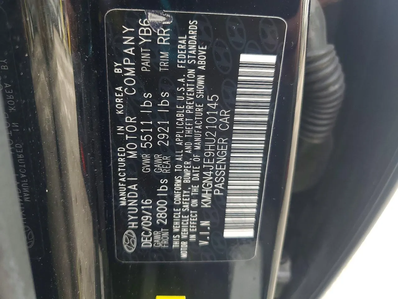 2017 Genesis G80 3.8L
