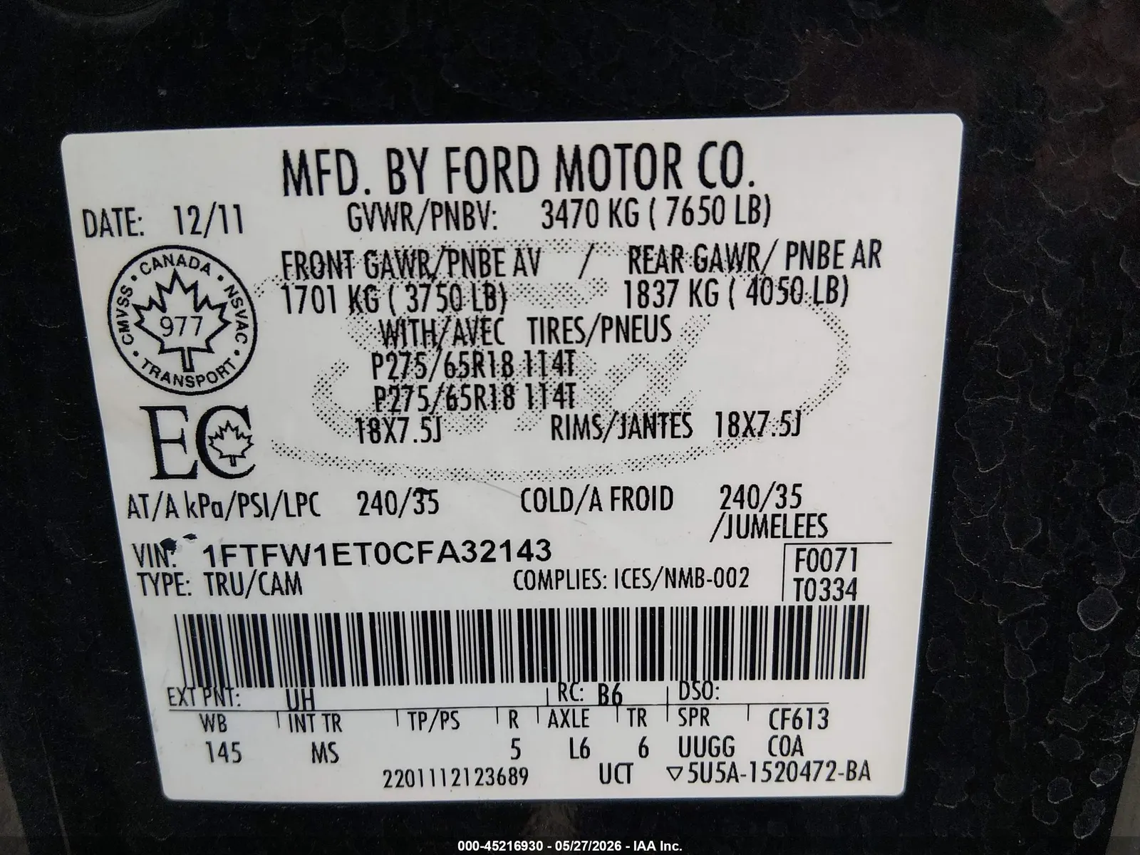 2012 Ford F-150 Platinum