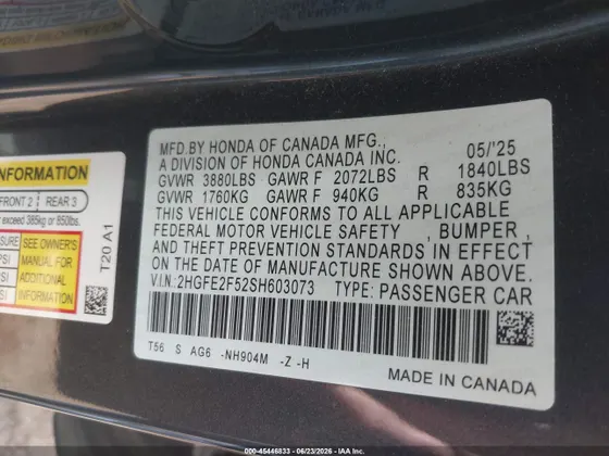 2025 Honda Civic Sedan Sport