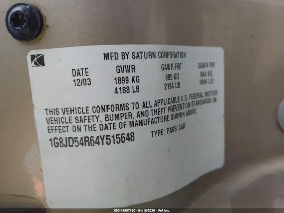 2004 Saturn L-Series L300 2