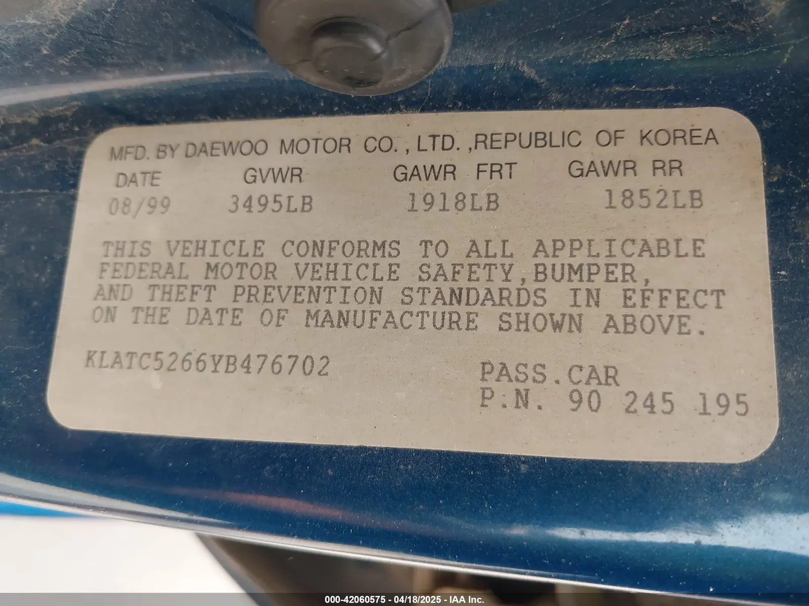2000 Daewoo LANOS SX