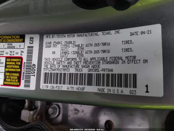 2021 Toyota Tacoma 4WD SR5
