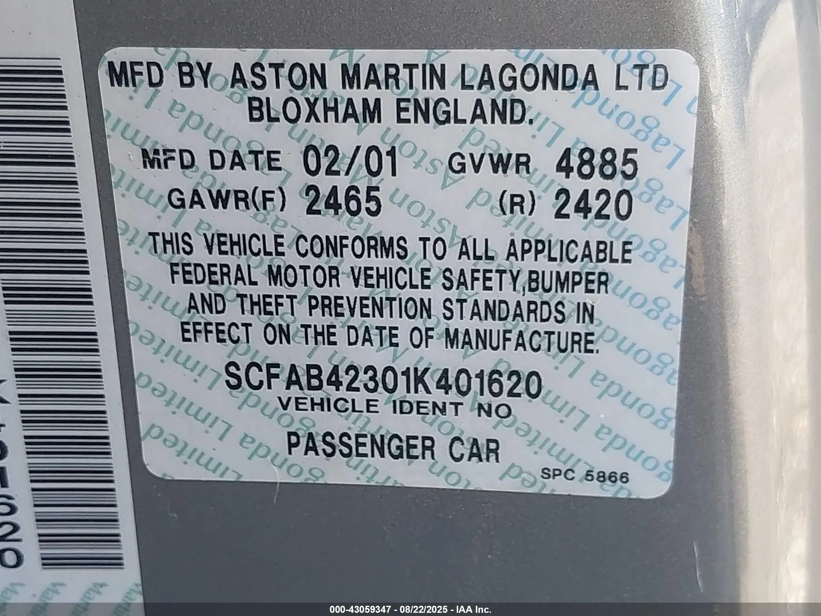 2001 Aston Martin DB7