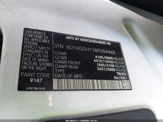 2021 Freightliner SPRINTER HIGH ROOF I4 DIESEL