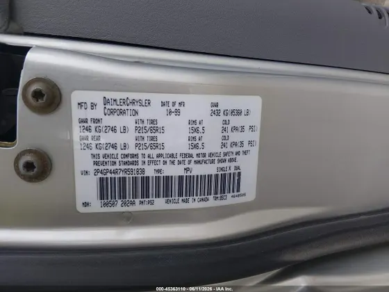 2000 Plymouth GRAND VOYAGER SE