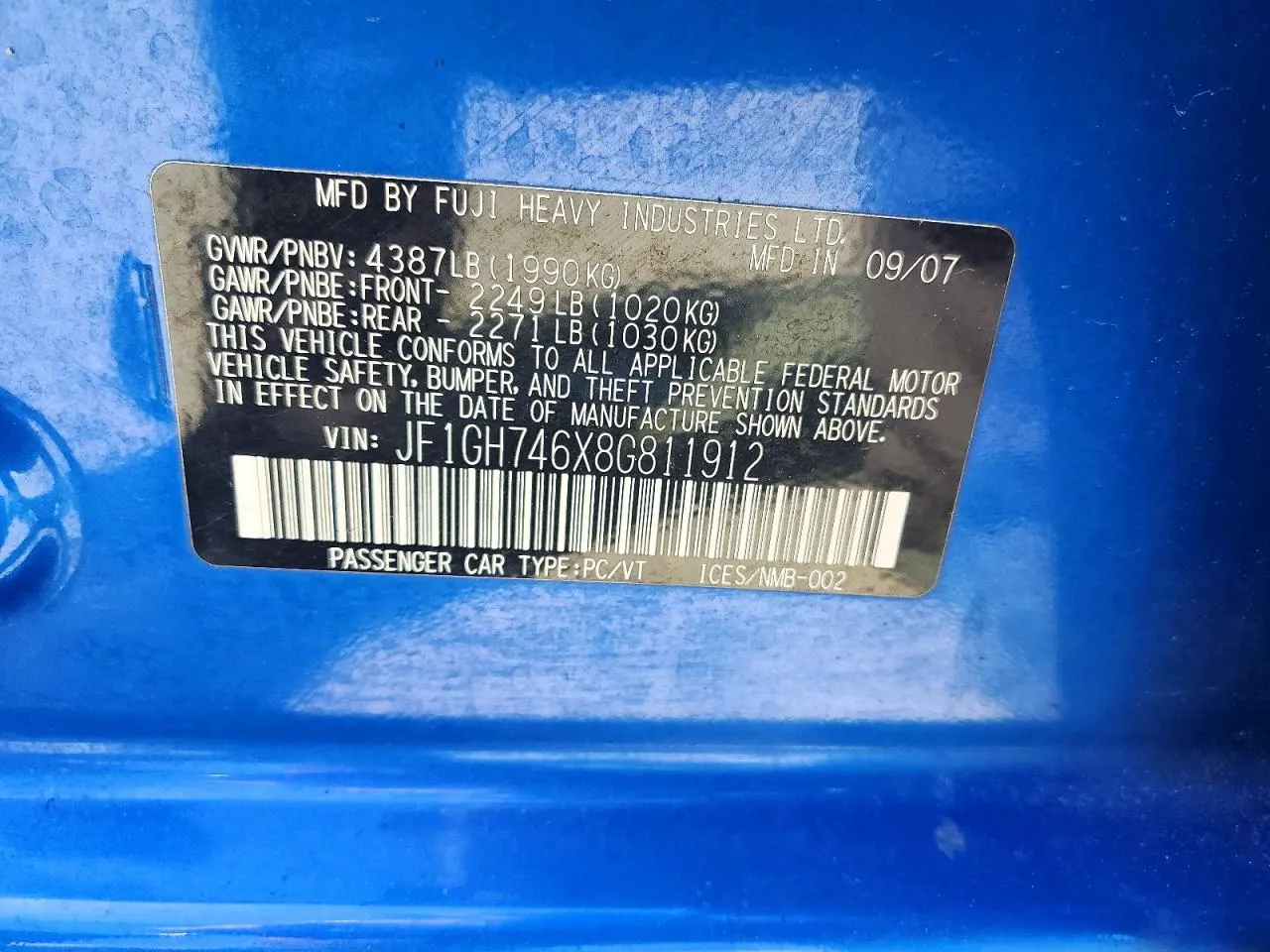 2008 Subaru Impreza Wagon (Natl) WRX