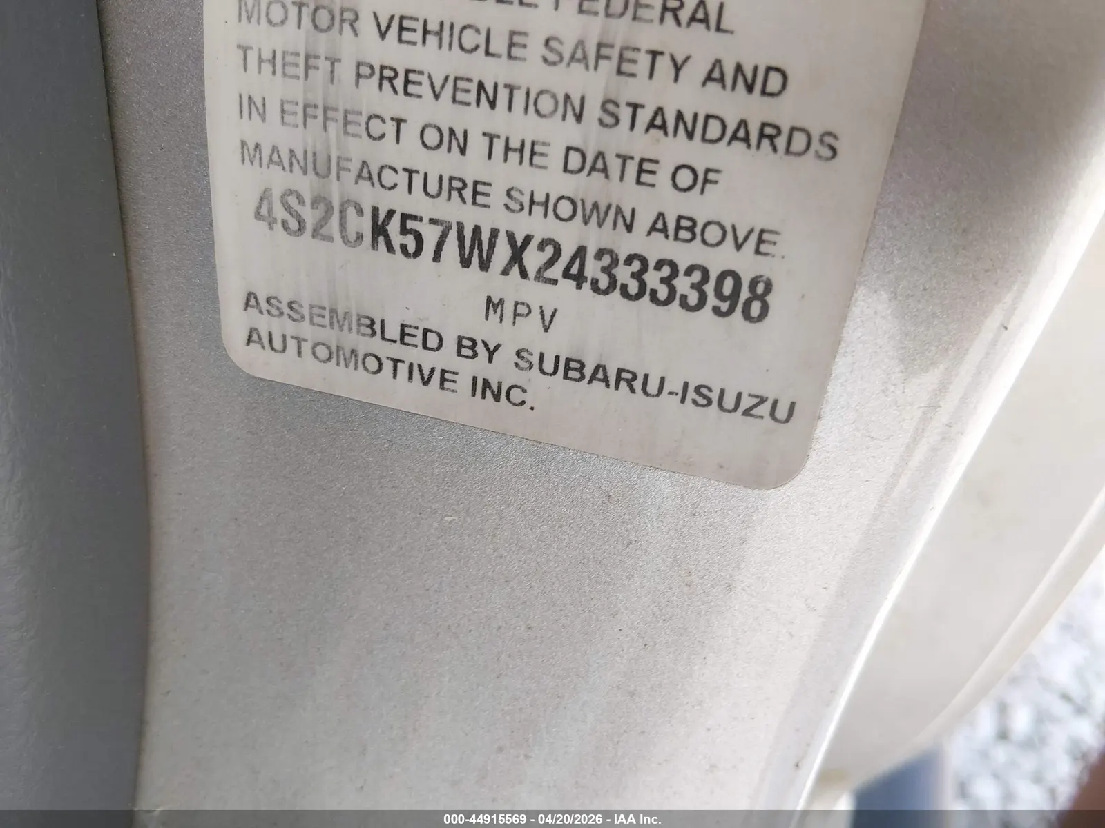 2002 Isuzu Rodeo Sport S 3.2L V6 HARD TOP/S 3.2L V6 SOFT TOP