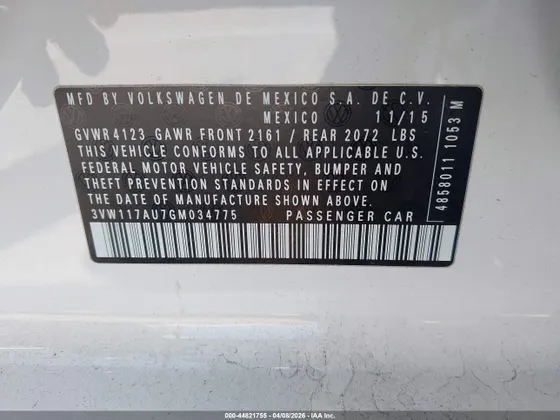 2016 Volkswagen Golf TSI S