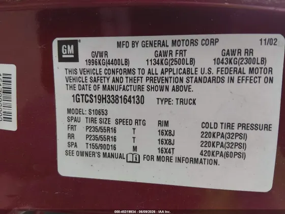 2003 GMC Sonoma SLS