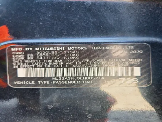 2020 Mitsubishi Mirage ES