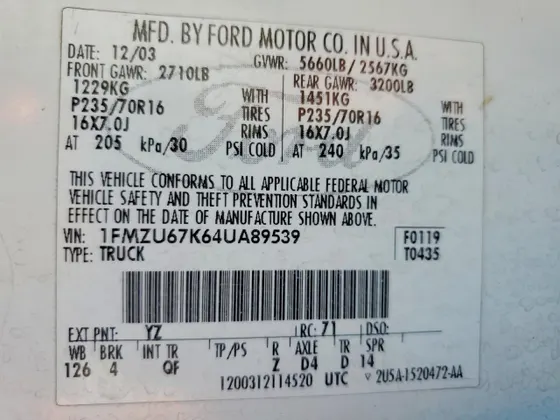 2004 Ford Explorer Sport Trac XLS
