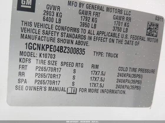2011 Chevrolet Silverado 1500 Work Truck