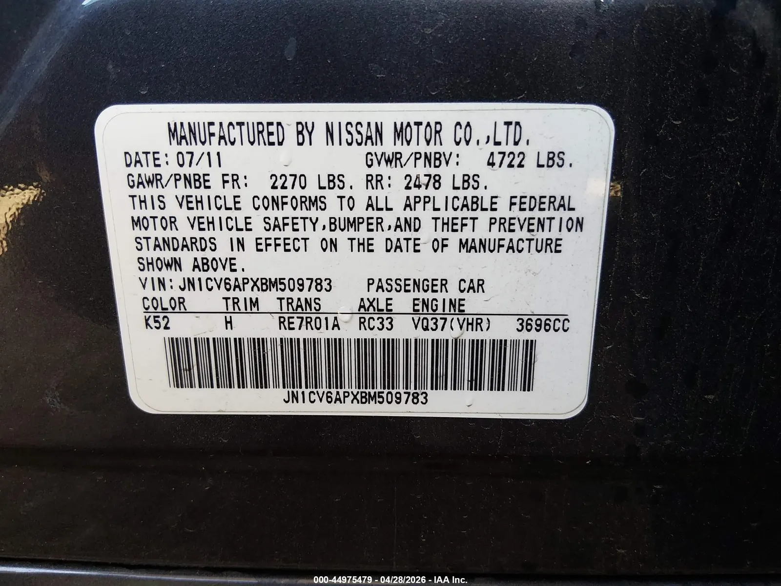 2011 INFINITI G37 Sedan Journey