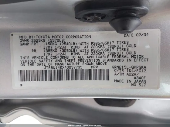 2004 Toyota 4Runner SR5