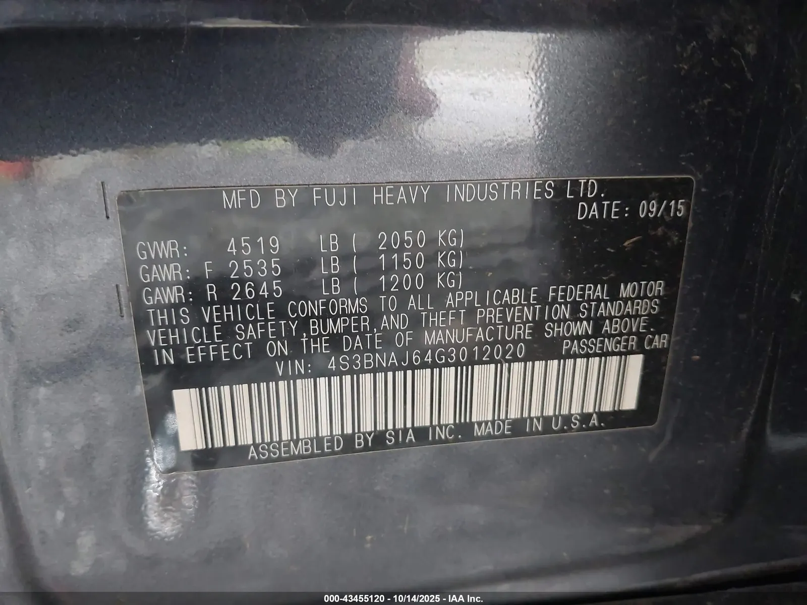 2016 Subaru Legacy 2.5i Limited