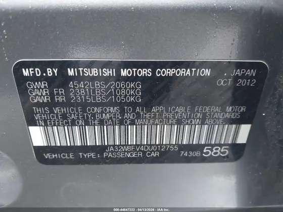 2013 Mitsubishi Lancer Evolution GSR