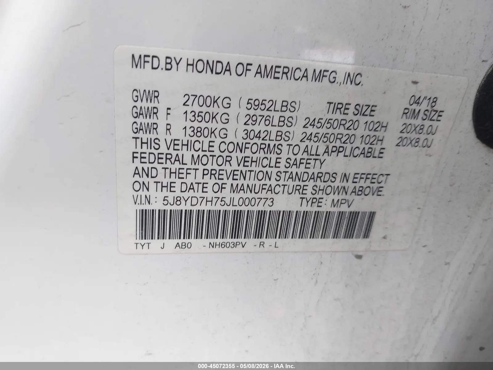 2018 Acura MDX Sport Hybrid w/Advance Pkg