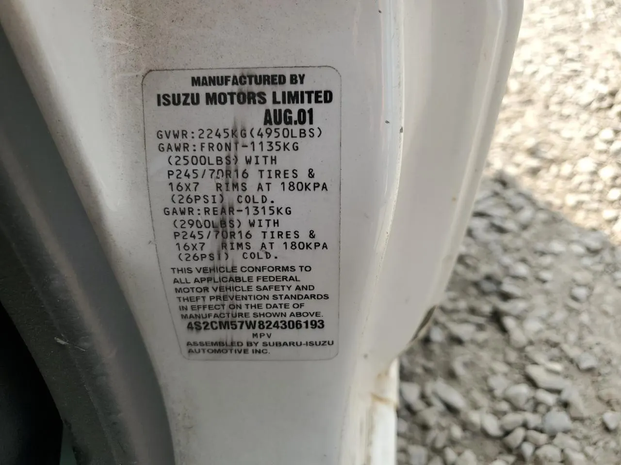 2002 Isuzu Rodeo Sport SPORT