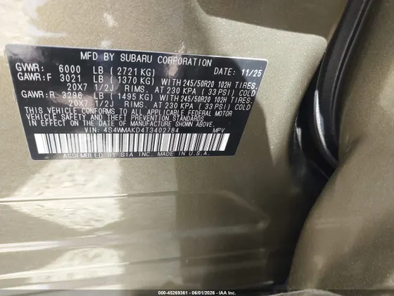 2026 Subaru Ascent Onyx Edition Limited