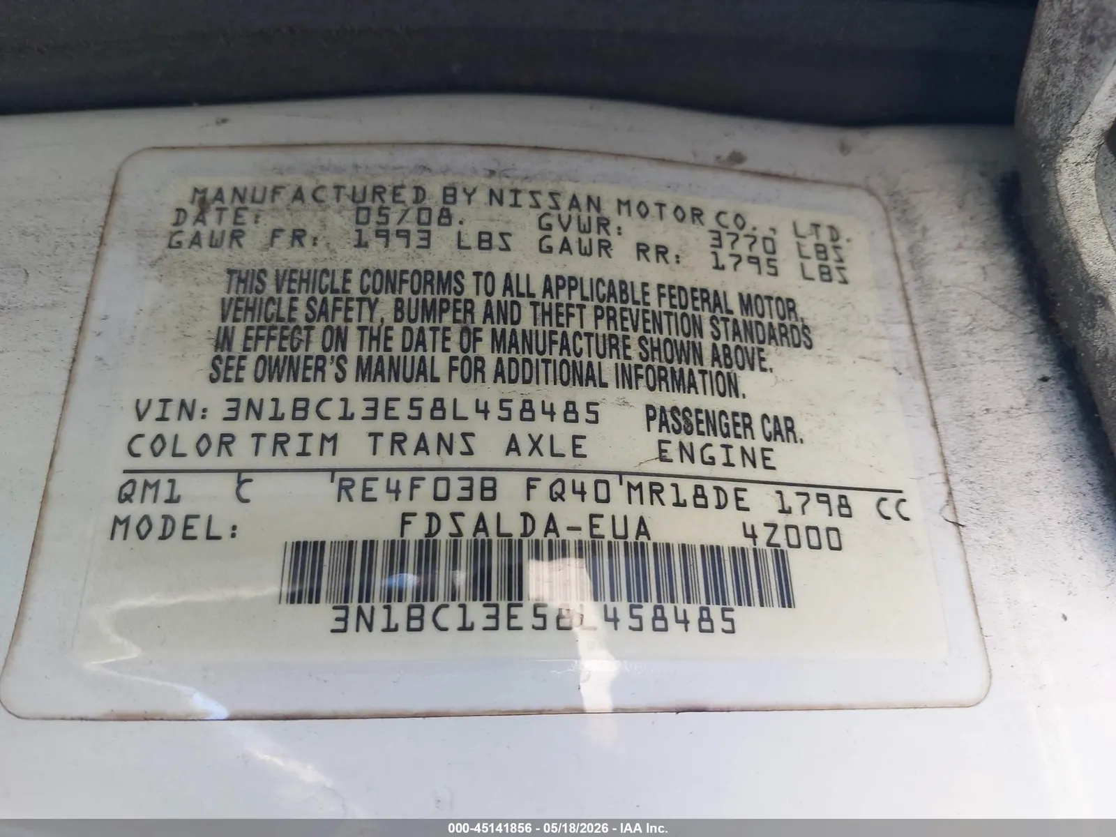 2008 Nissan Versa 1.8 SL