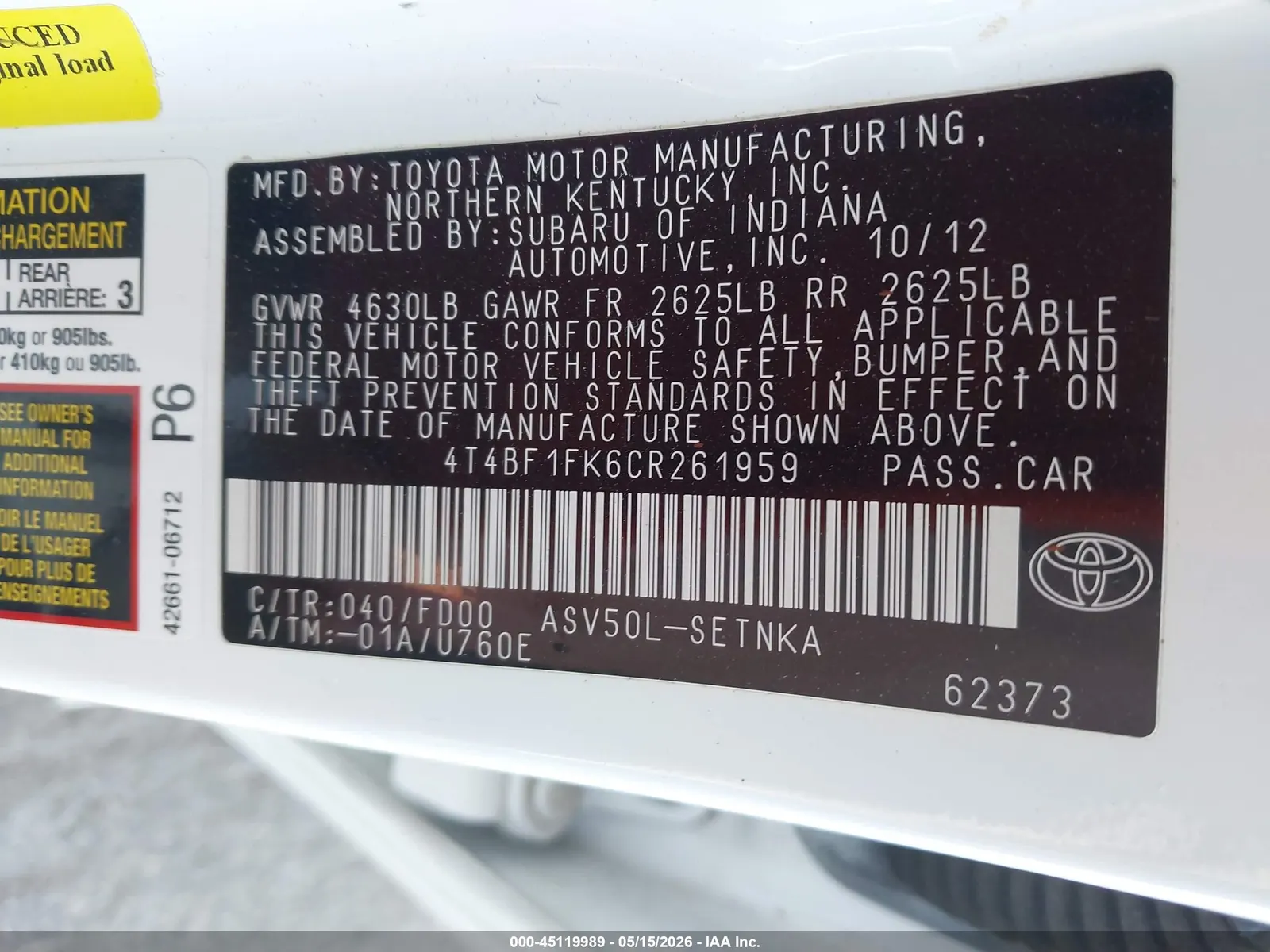 2012 Toyota Camry XLE