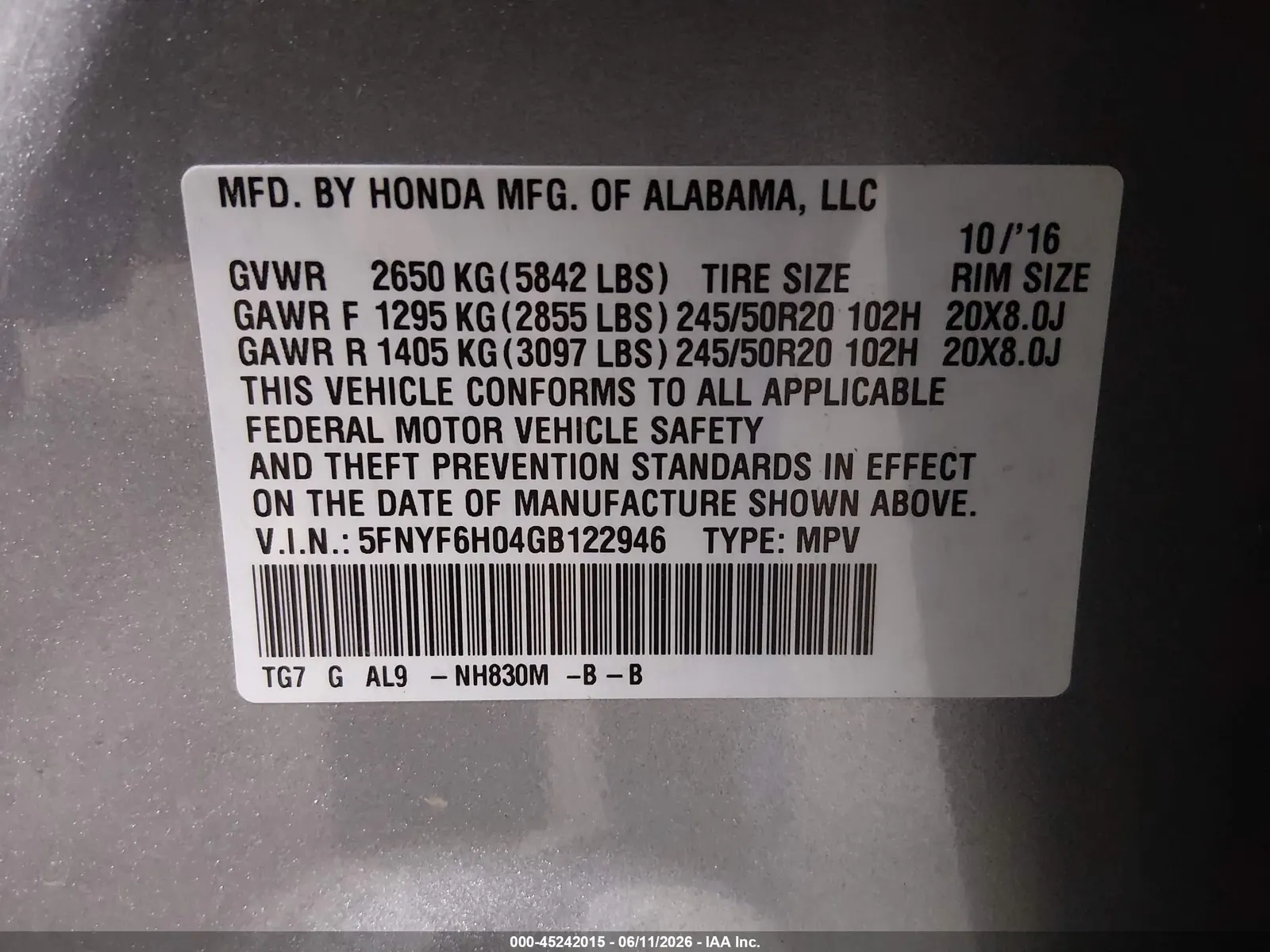 2016 Honda Pilot Elite