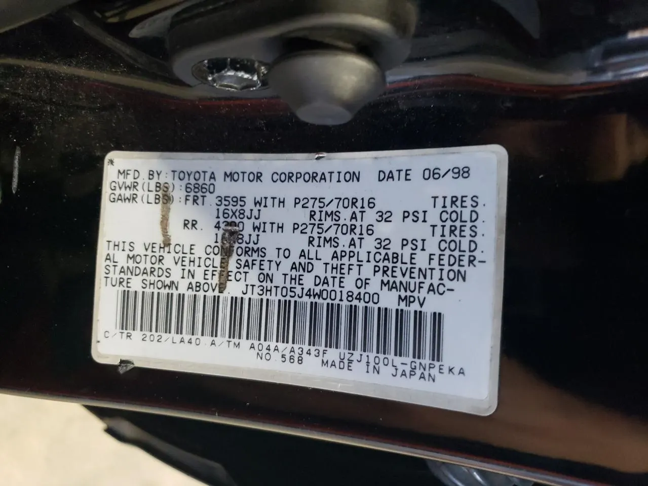 1998 Toyota Land Cruiser LAND CRUIS