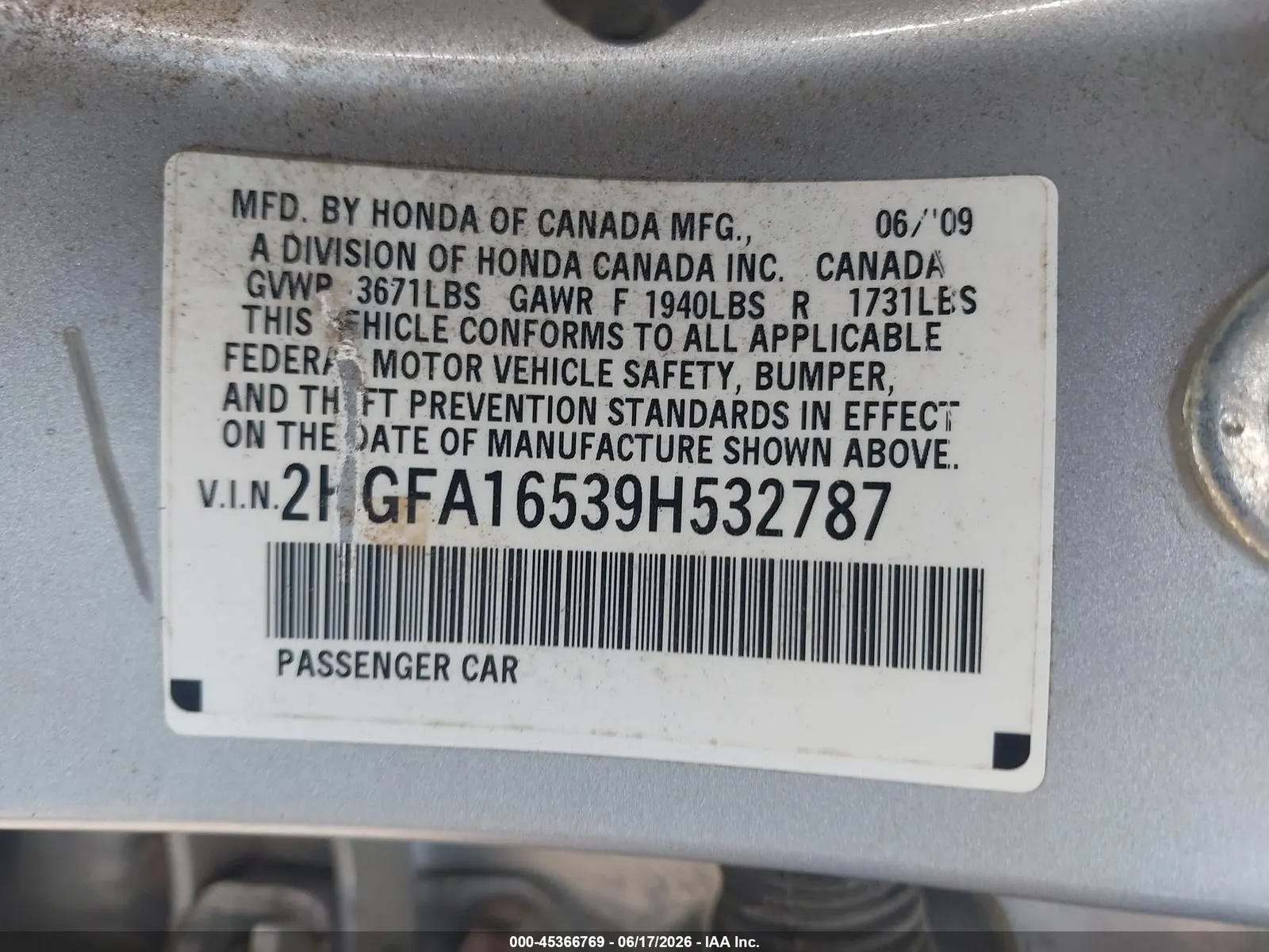 2009 Honda Civic Sdn LX