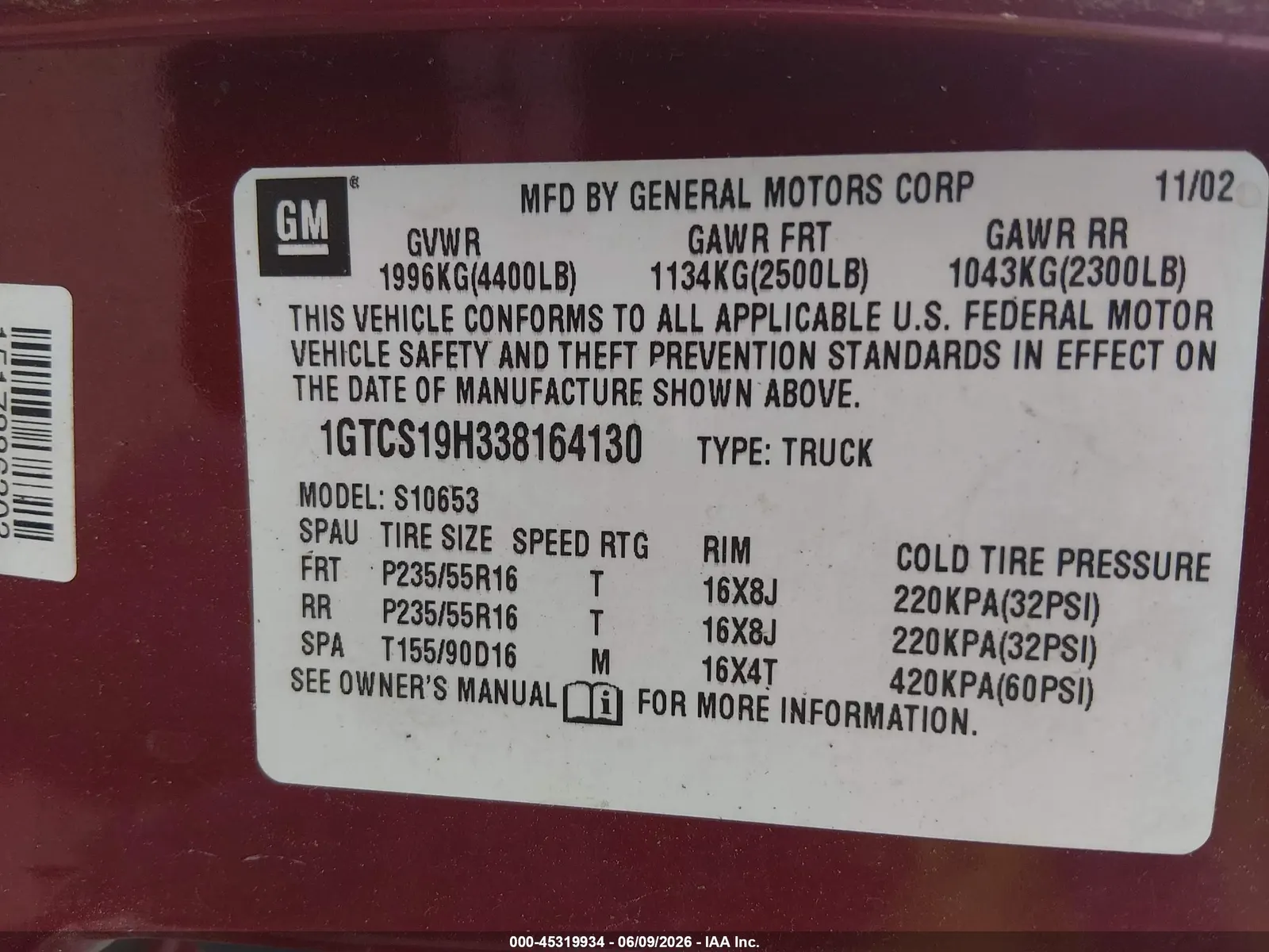2003 GMC Sonoma SLS