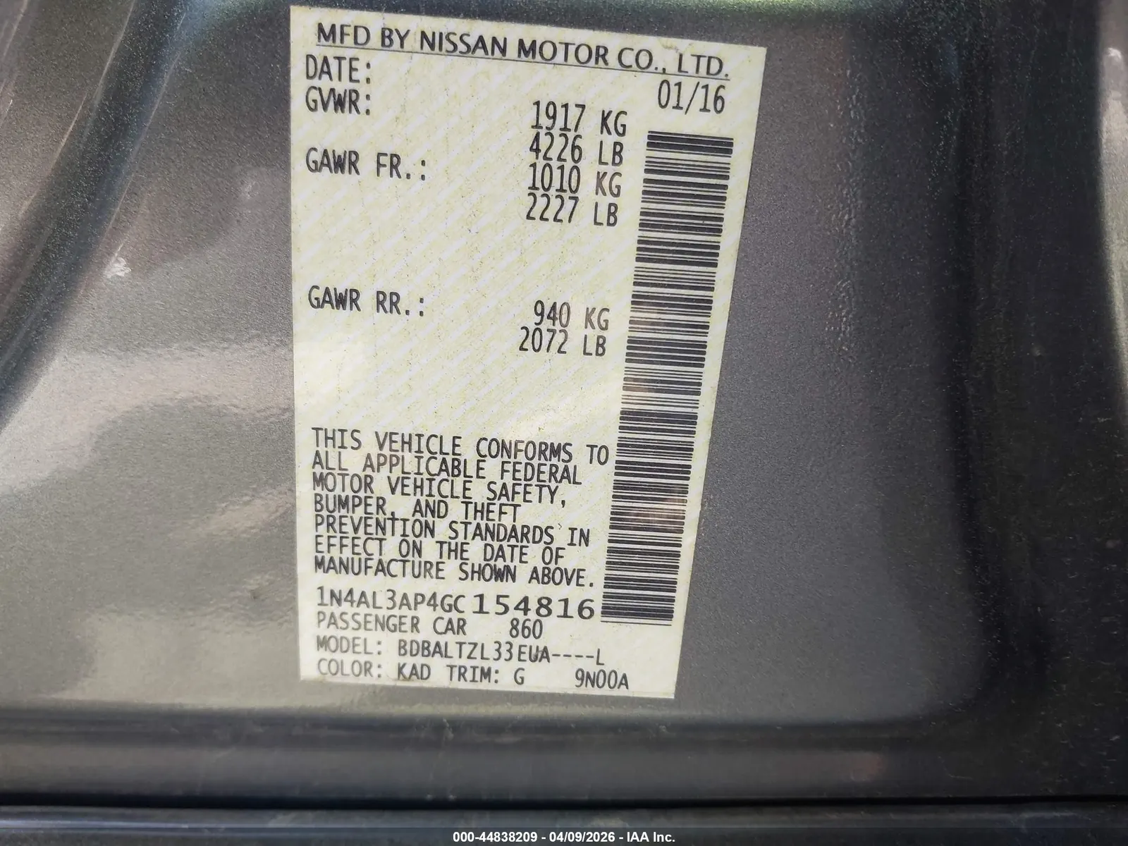 2016 Nissan Altima 2.5 S