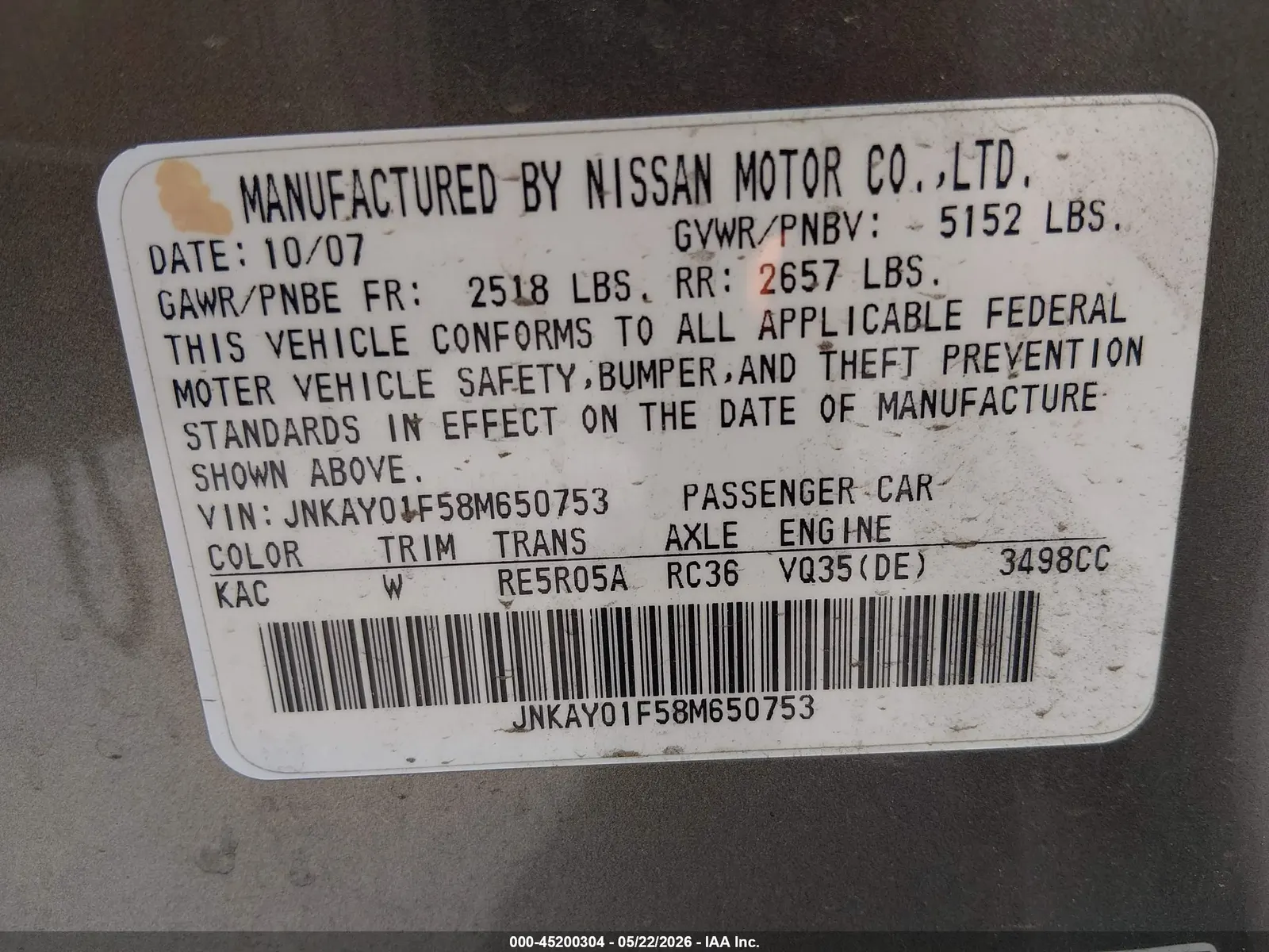 2008 INFINITI M35