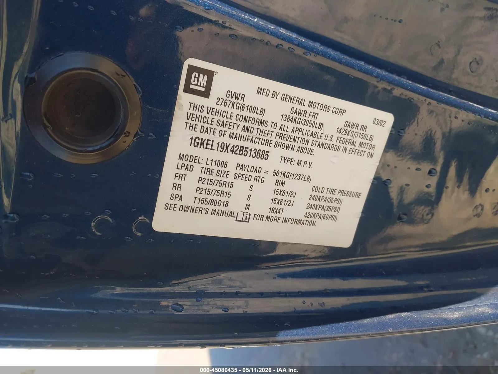 2002 GMC Safari Passenger SLE