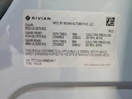 2022 Rivian R1T Launch Edition