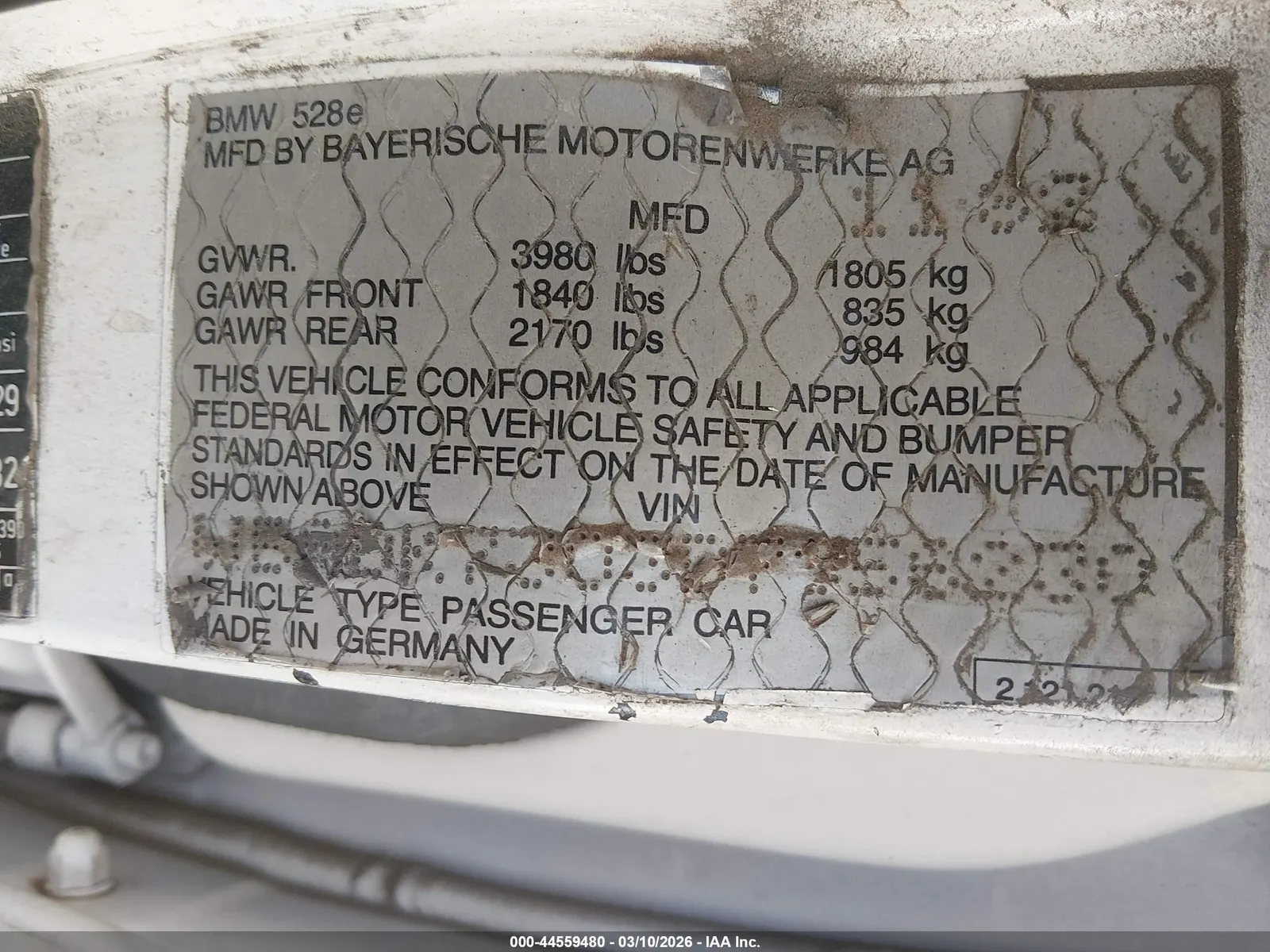 1983 BMW 528 - 533 - 633 - 733 528E
