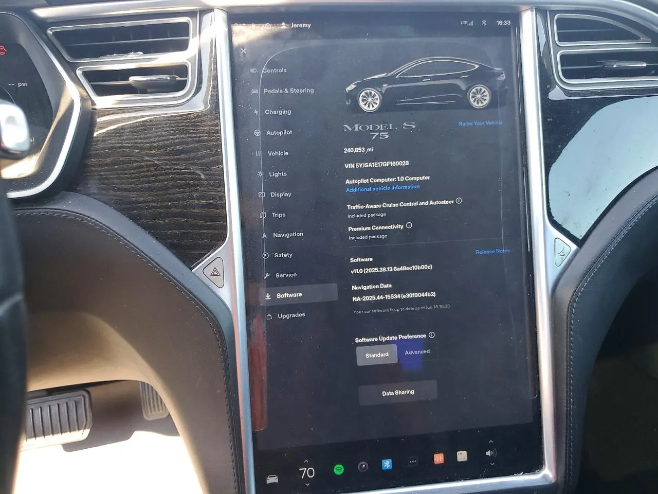 2016 Tesla Model S 70 kWh Battery