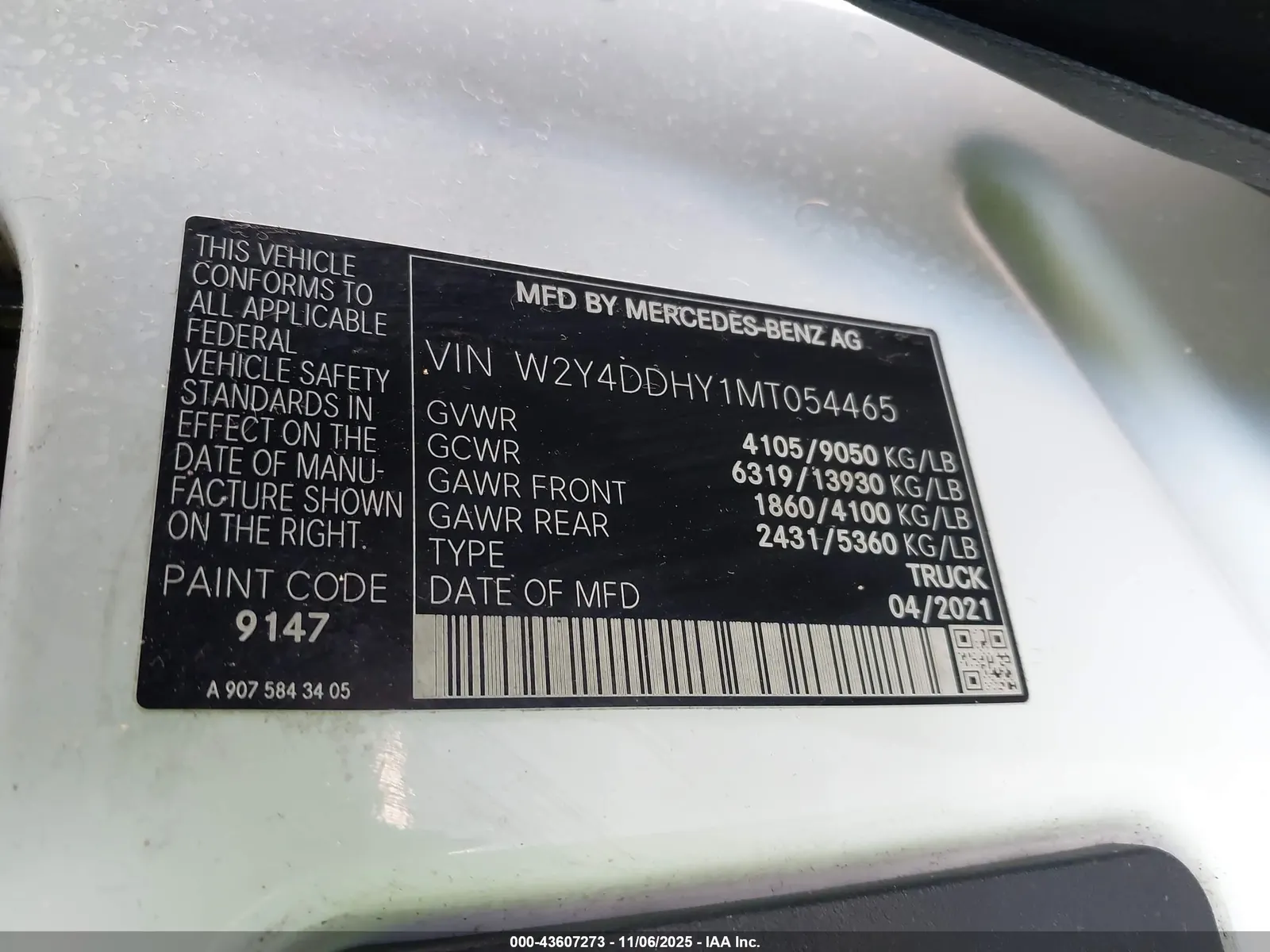 2021 Freightliner SPRINTER HIGH ROOF I4 DIESEL