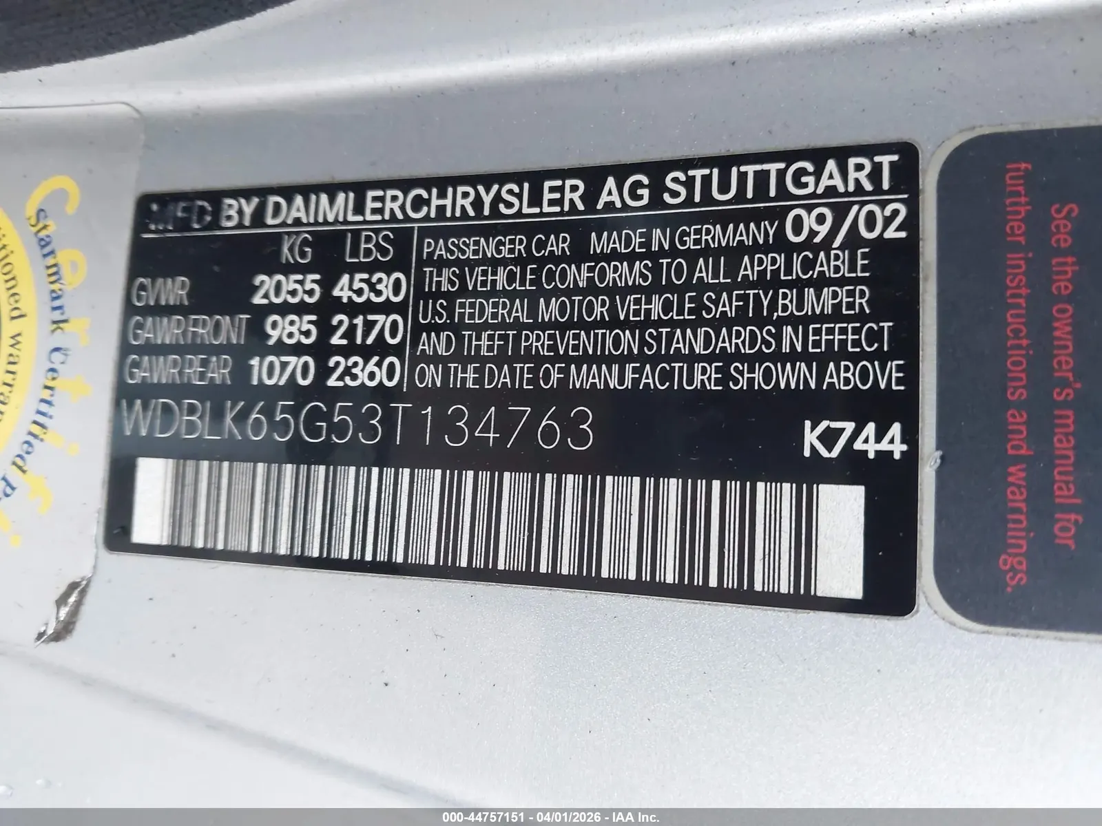 2003 Mercedes-Benz CLK-Class 3.2L