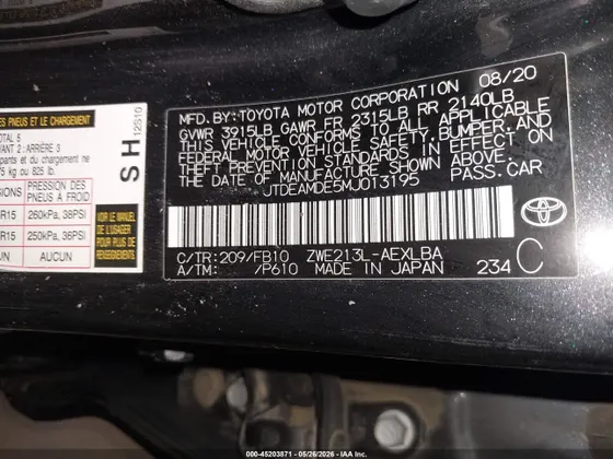 2021 Toyota Corolla Hybrid LE
