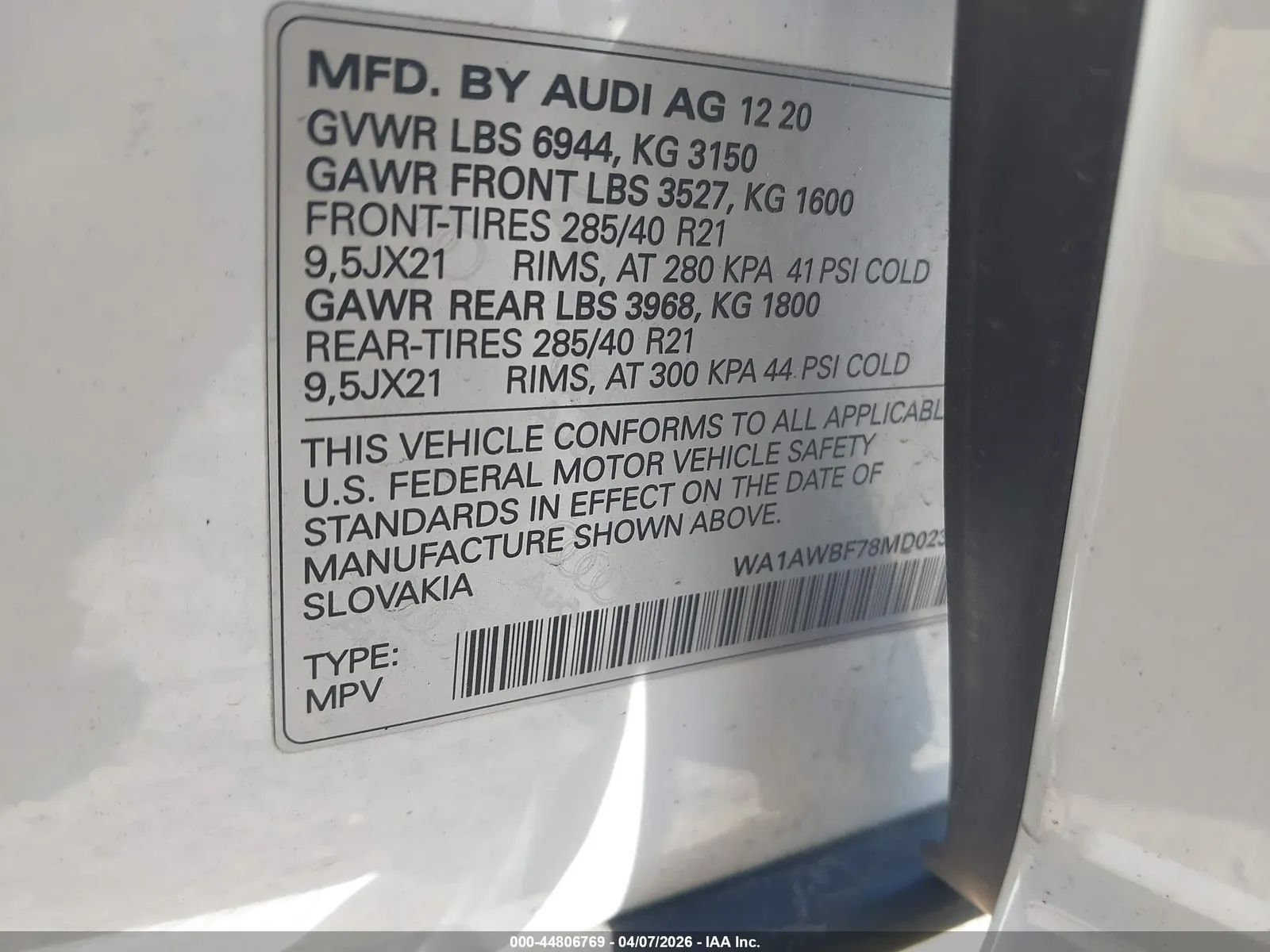 2021 Audi SQ7 Premium Plus