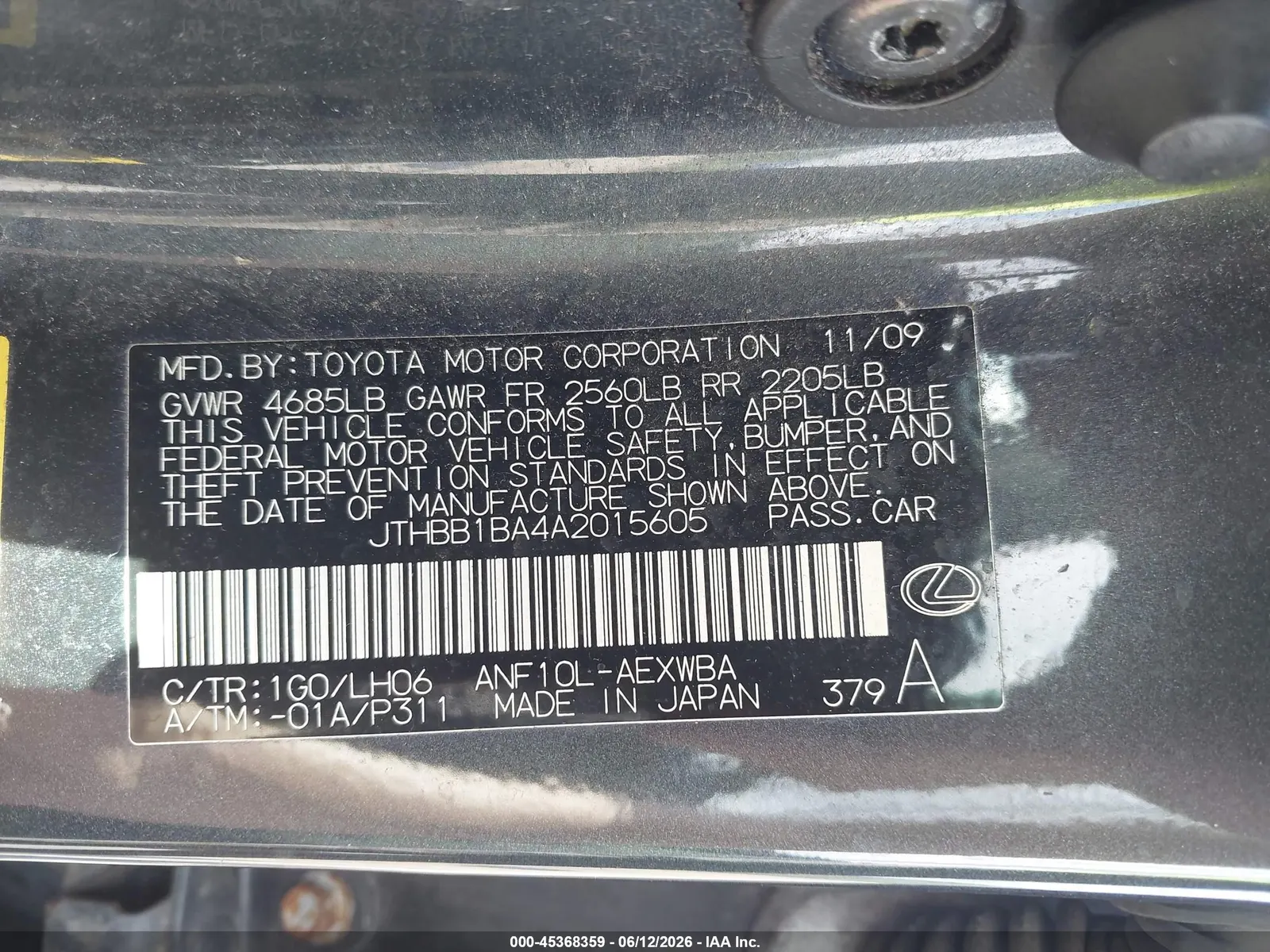 2010 Lexus HS 250h Premium