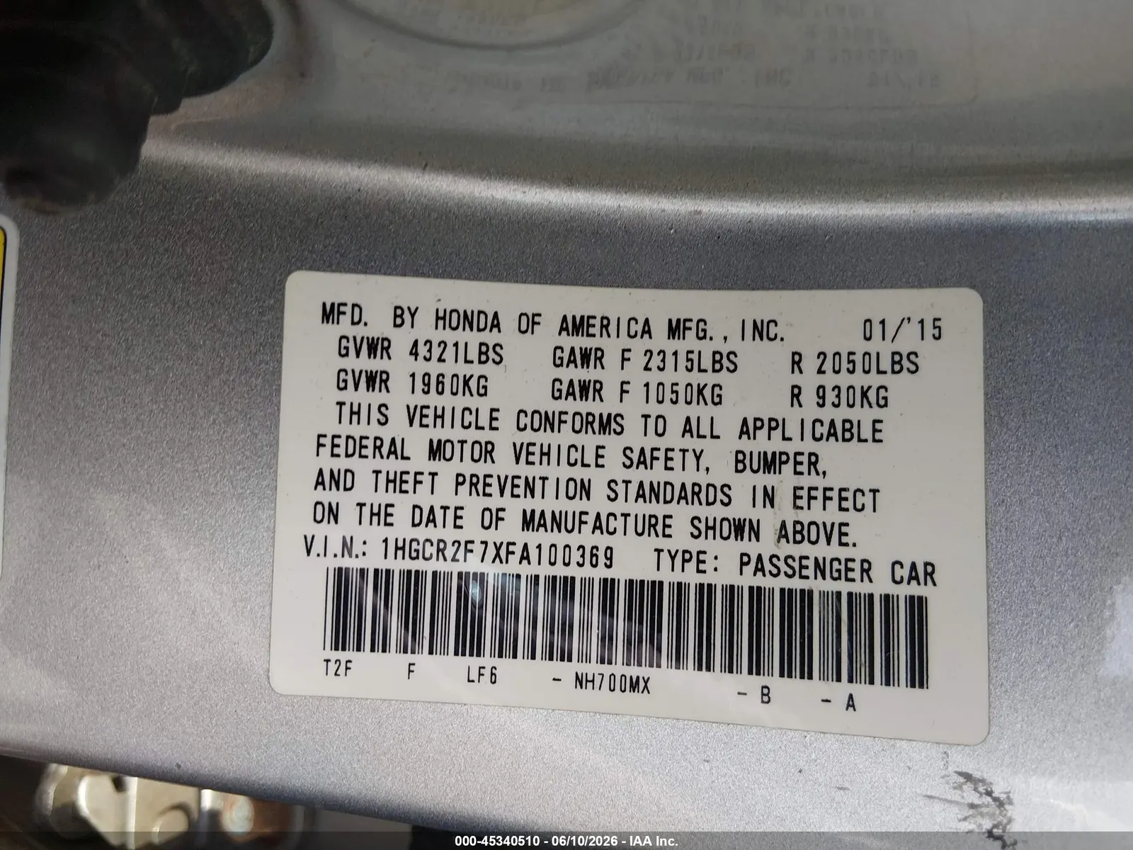 2015 Honda Accord Sedan EX